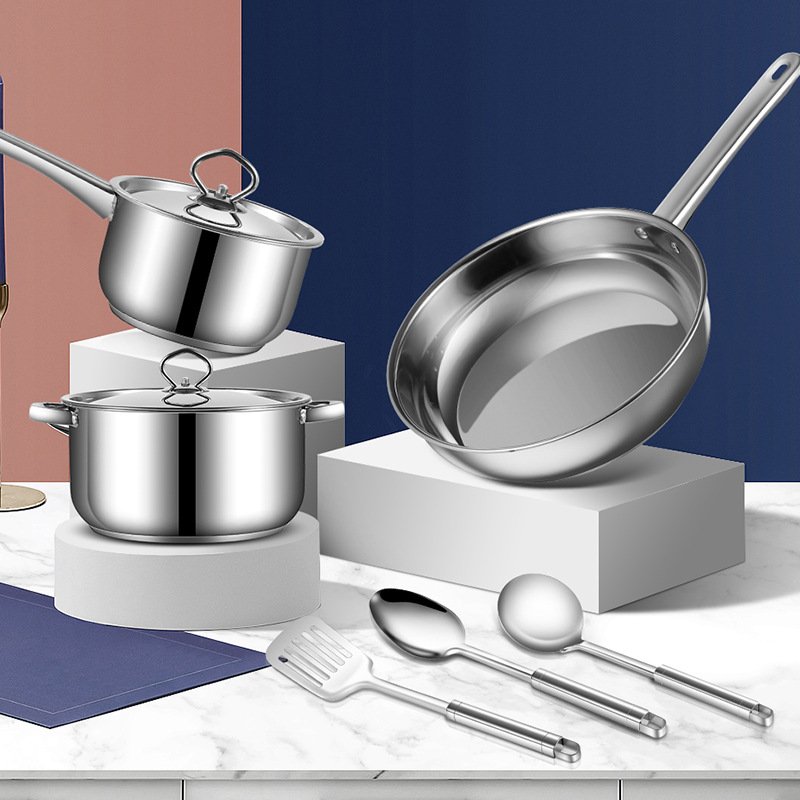 Wholesale 15Pcs 6Kg Sus 410 Stainless Steel Cooking Ollas pan Pots Double Bottom Cookware Sets