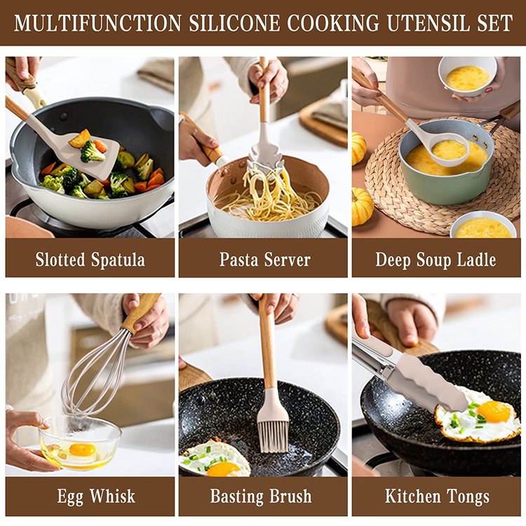 New Arrivals Kitchenware Accessories Home Utensils Pot Cookware Silicone Sets 19 Pieces In 1 Set Silicone Kitchen Cooking Tools