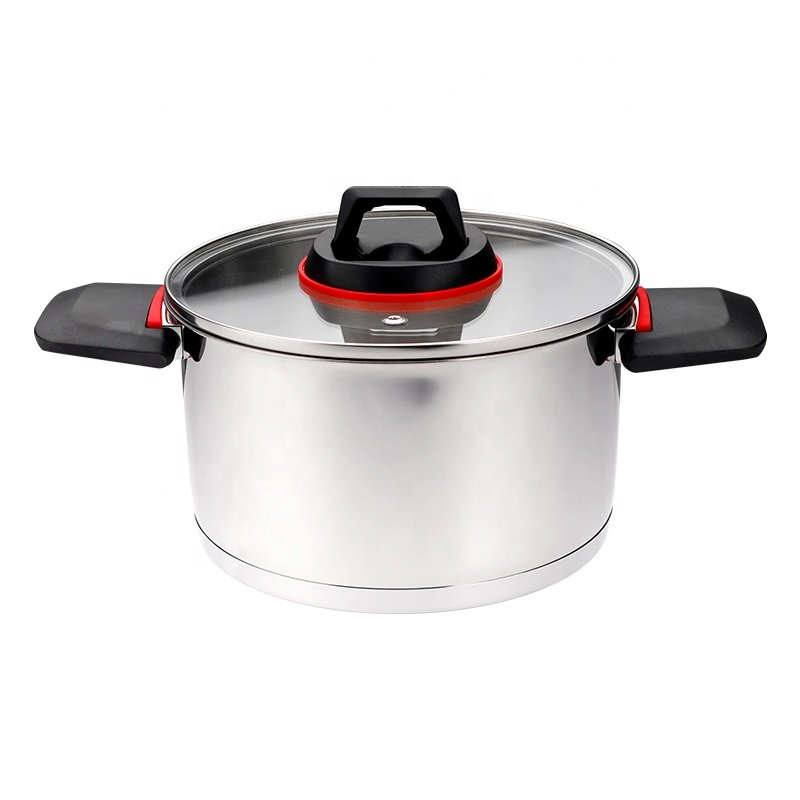 Manufacturer new design bakelite folding handle casserole cooking pots and pans stainless steel cookware set