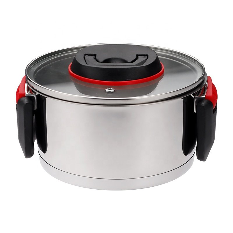 Manufacturer new design bakelite folding handle casserole cooking pots and pans stainless steel cookware set