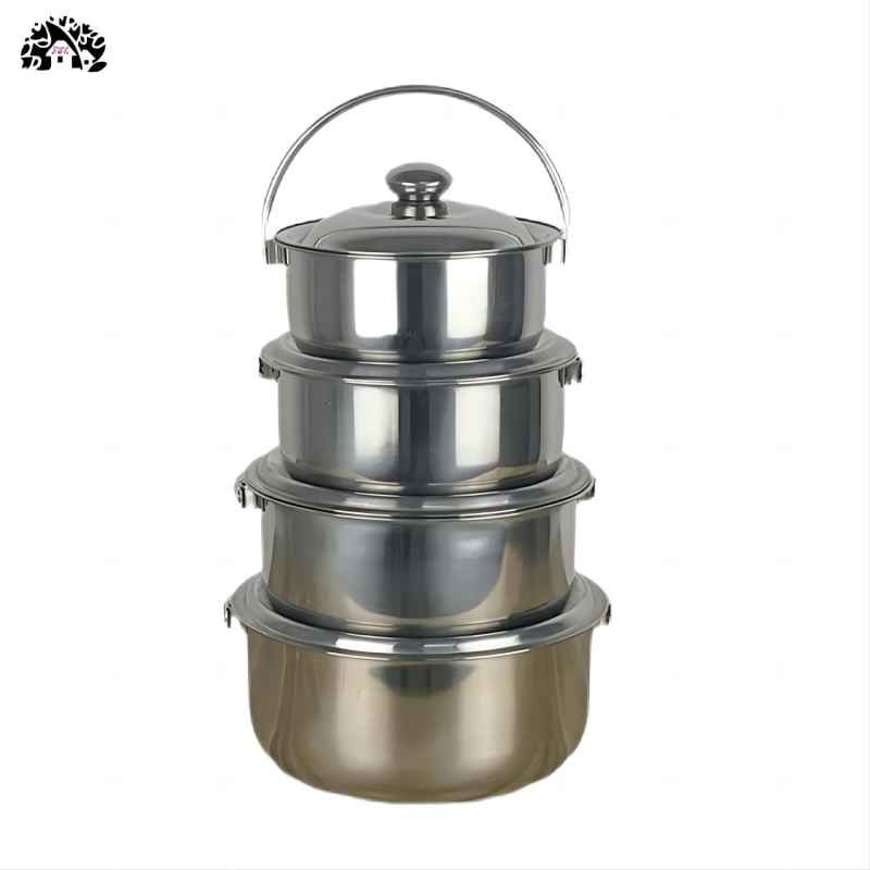 Sell well factory Stainless steel pot set four piece cooking pot set for kitchen multifunction soup pot cookware set with handle