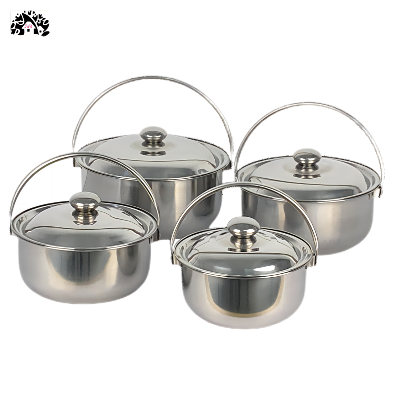 Sell well factory Stainless steel pot set four piece cooking pot set for kitchen multifunction soup pot cookware set with handle