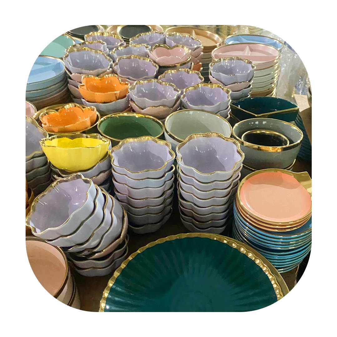 Plates Dinnerware Set Dishes Luxury colorful Food Plate Set Salad Soup Bowl Plate and Bowls Set for Restaurant Hotel