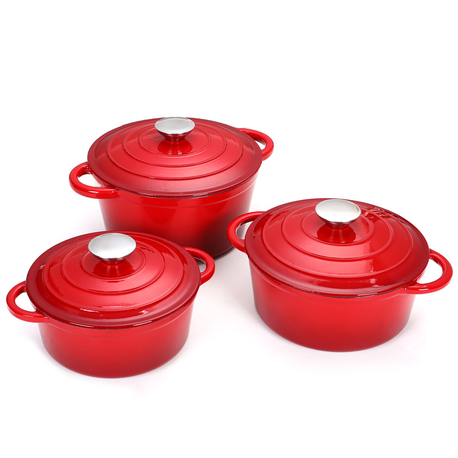 7 Piece Non-Stick Ceramic Coated Cast Iron pot Enameled Cast Iron Cookware Set Heavy Duty Easy Care Cast Iron dutch oven pot