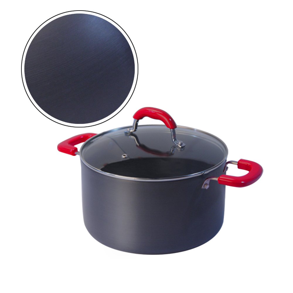 12Piece Italian design Cucina Hard-Anodized Aluminum non-stick cookware set with silicone handle soft hold