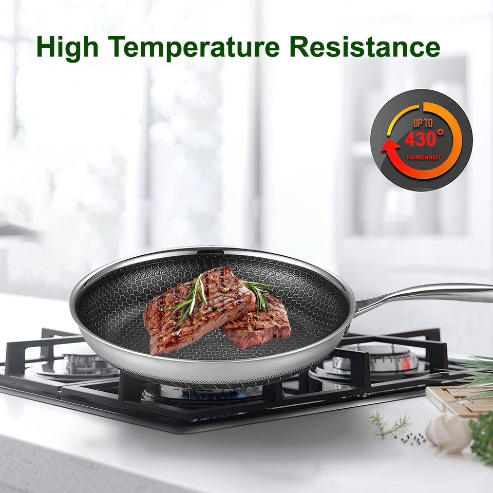 Best Selling 3 Pcs Stainless Steel Fry Pan Modern Honeycomb Nonstick Cookware Set Kitchen Cooking Pans