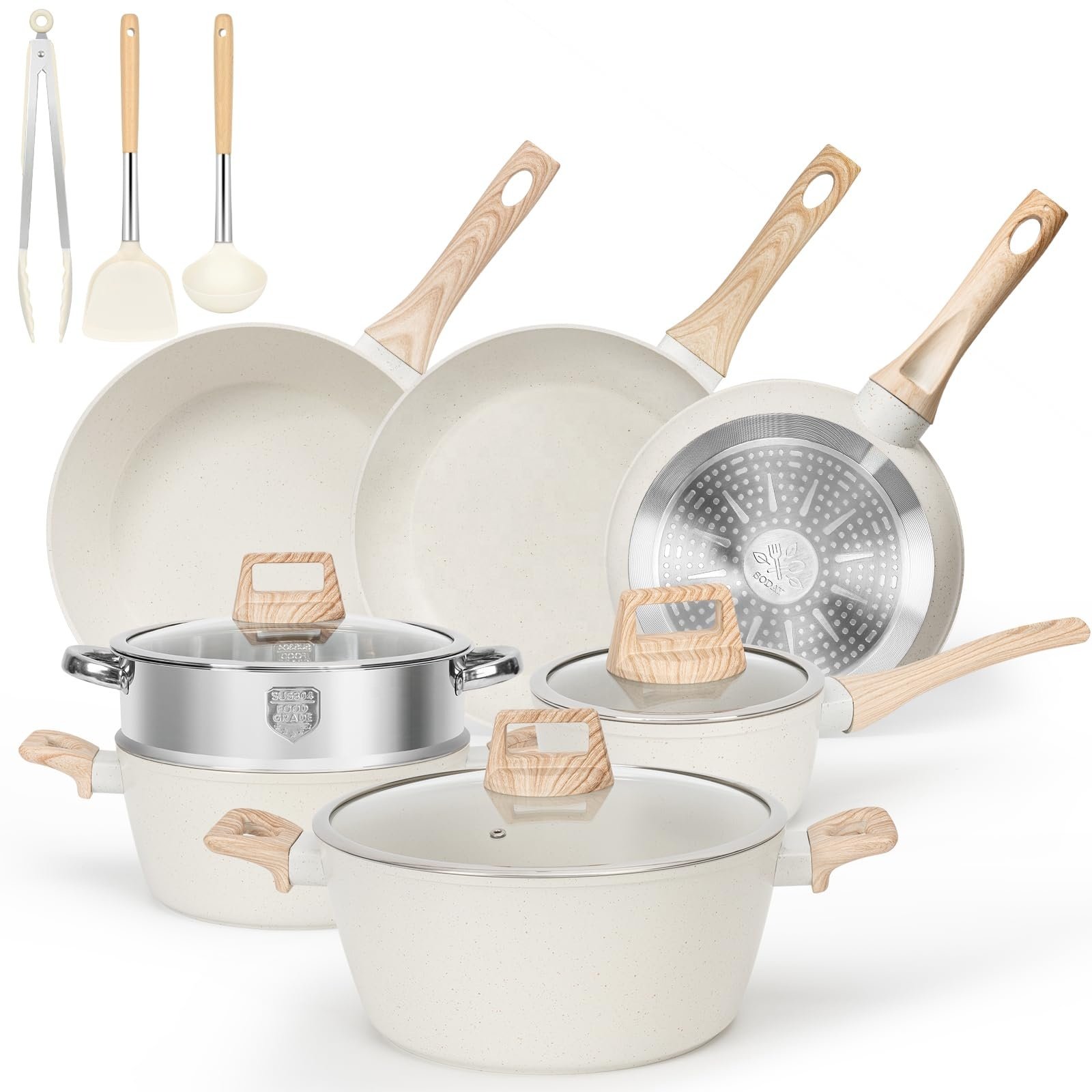 Wholesale medical stone non-stick pot 13 sets of household pot set frying soup pot induction cooker gas stove