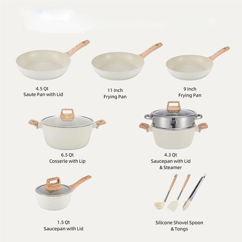 Wholesale medical stone non-stick pot 13 sets of household pot set frying soup pot induction cooker gas stove