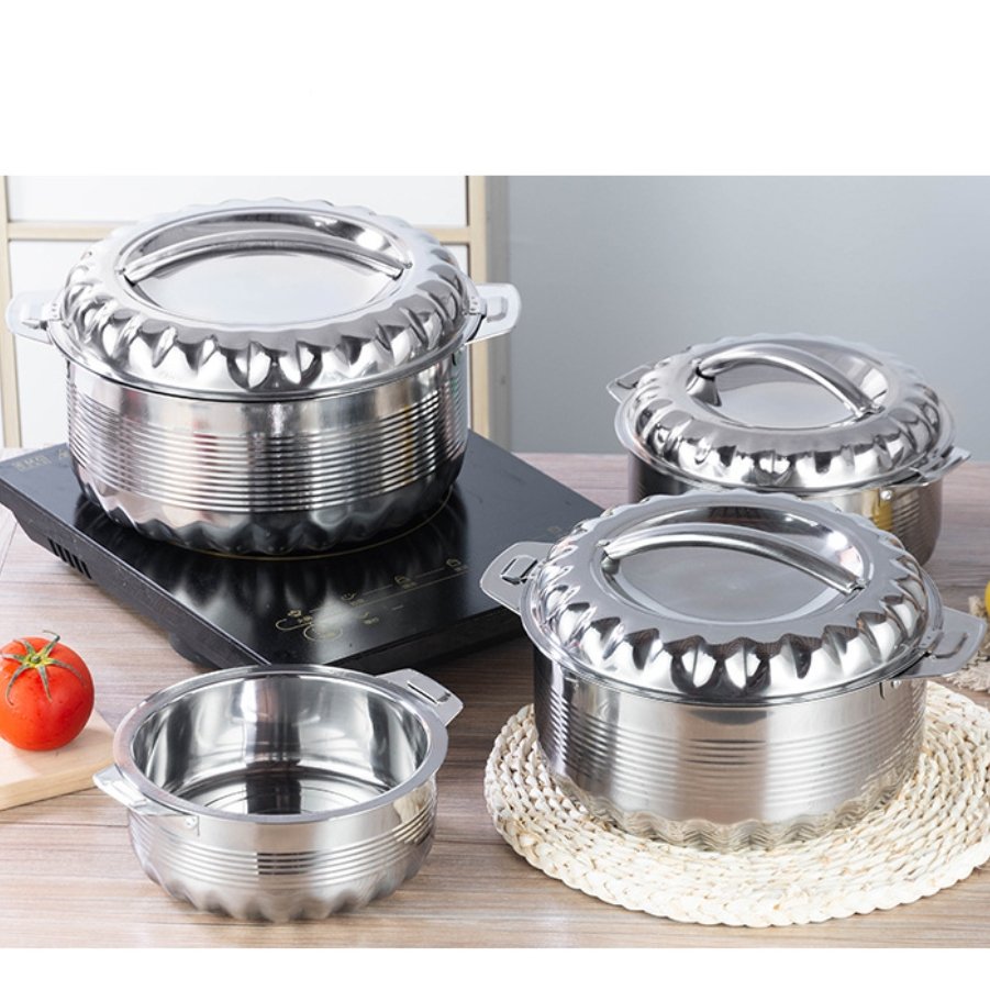 Hot sale Stainless Steel cookware sets Insulated Casserole Africa Hot Pot 3pcs set / 4pcs set fresh pot for Food Serving