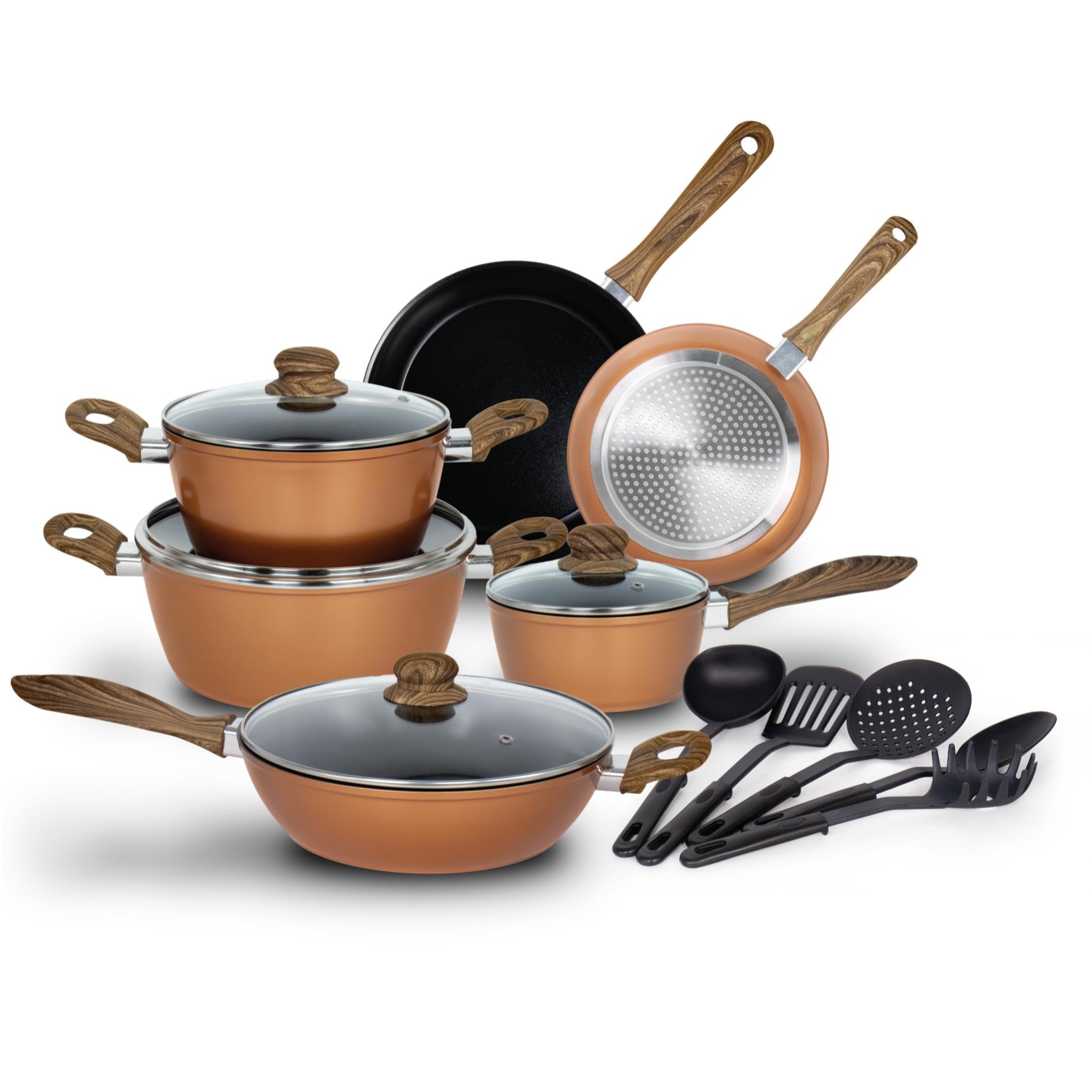 Hot sell forged ceramic coating cookware set with ss handle