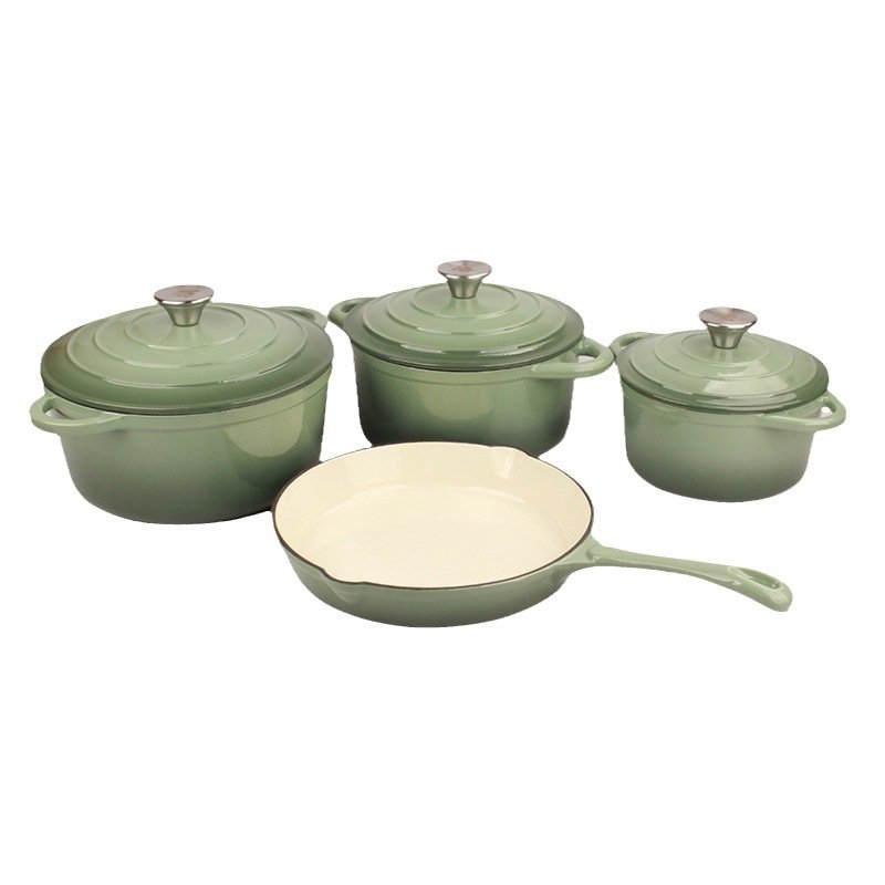 La Cocina 7 Piece Amazo n Blue Cast Iron Enamel Cookware Set