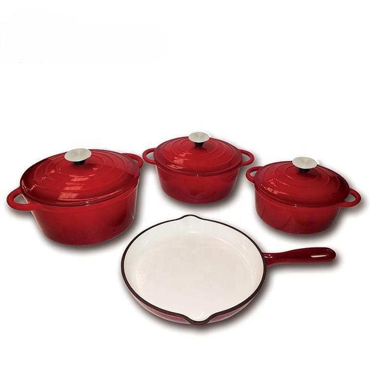 La Cocina 7 Piece Amazo n Blue Cast Iron Enamel Cookware Set