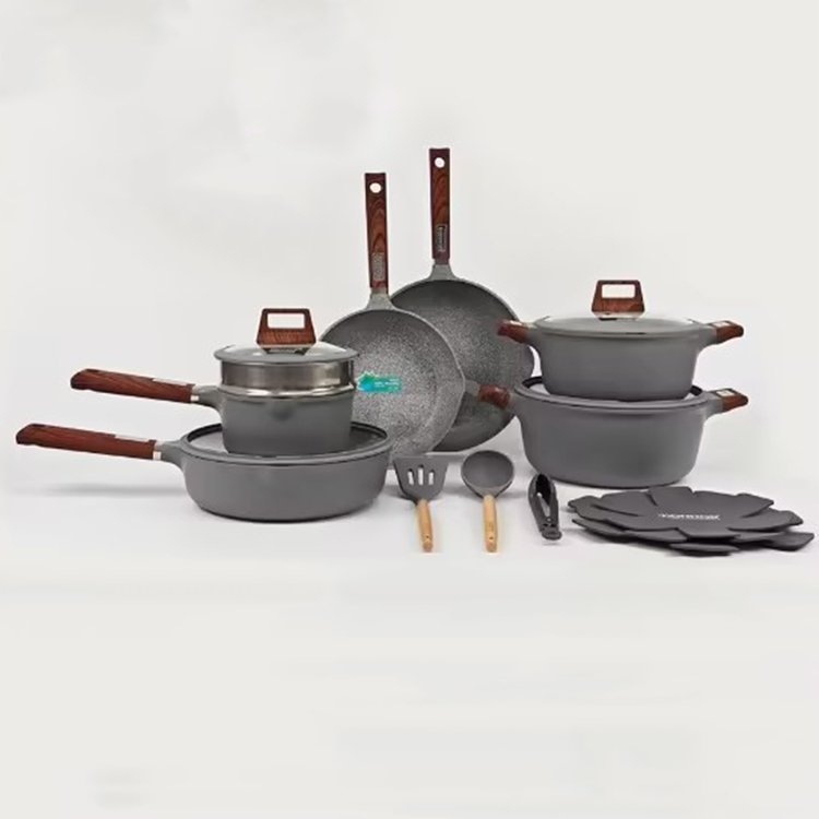 New Design Marble Coated Aluminum Die-cast Nonstick Kitchen Utensil Cooking Pot Casserole Cookware Set Non Stick