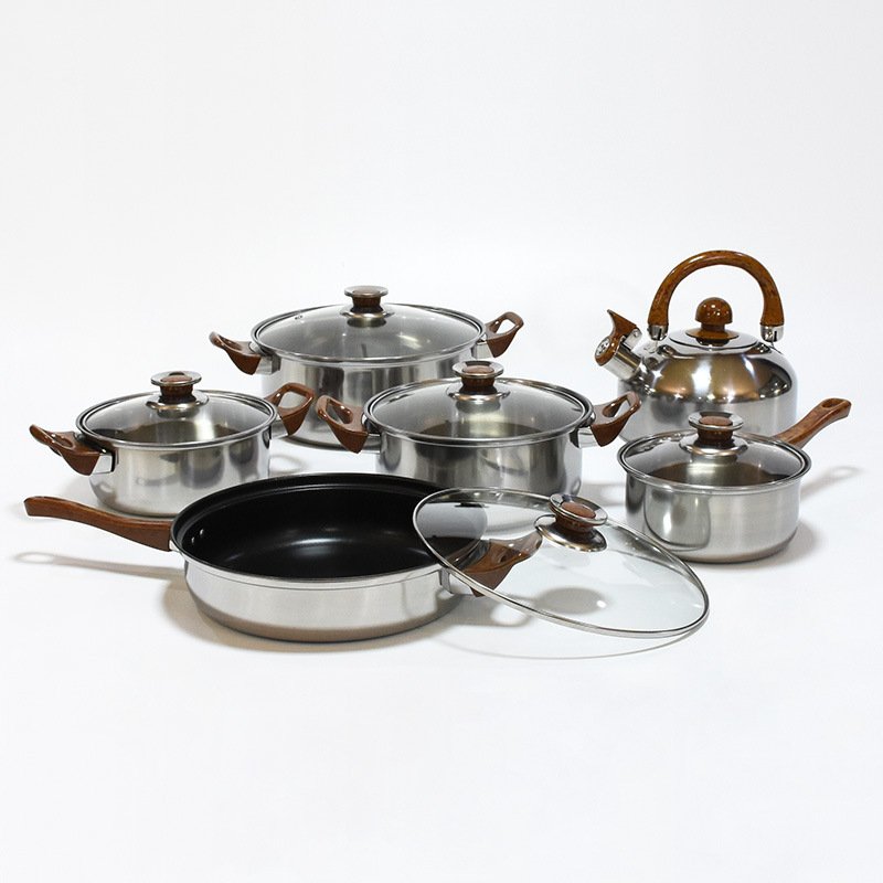 12pcs Cooking Pot Set New Design Stainless Steel Cooking Pot Ware Non-stick Cookware Set Cooking Pot Set