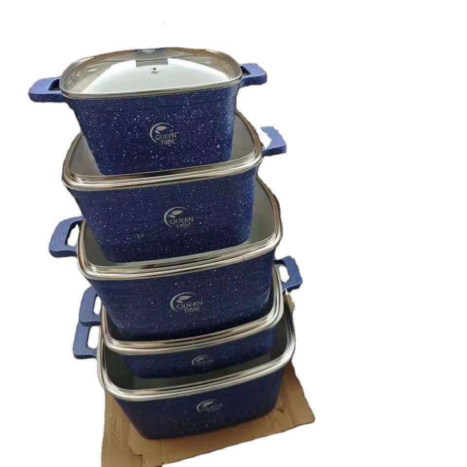Non-Stick Inner Coating 10 pieces Granite Non Stick Cookware Set Home Use 20+24+28+32+28cm Cooking Pot