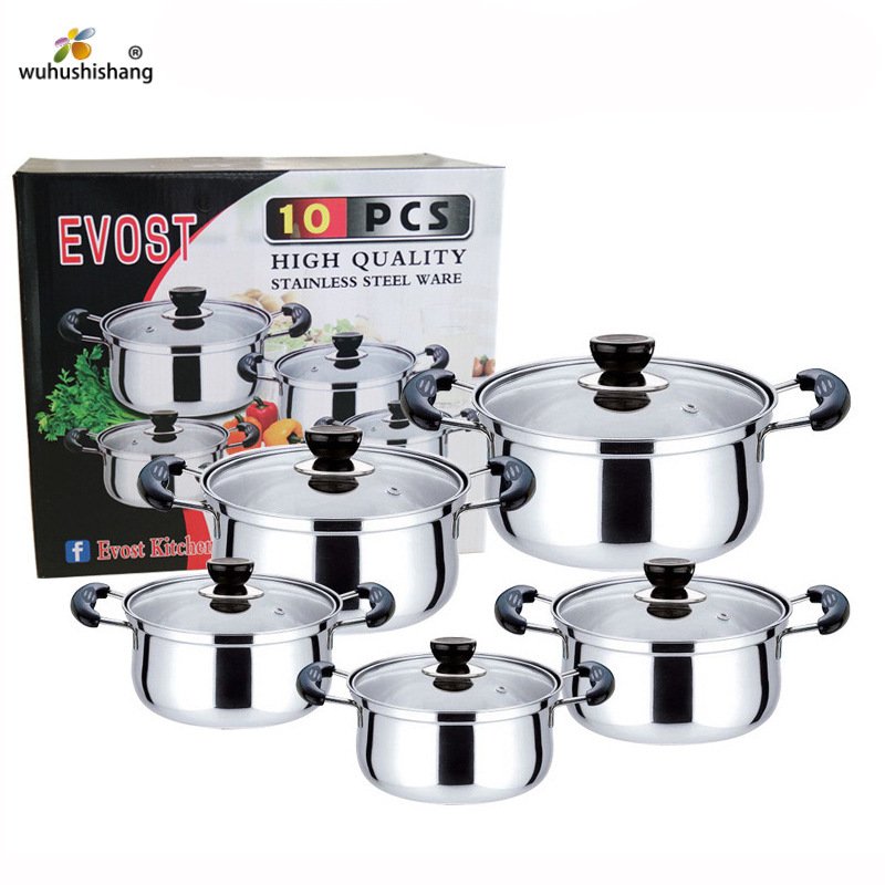 Hot Selling Stainless Steel Soup Pot Set Casserole 10 pieces Cookware Set Soup Pot