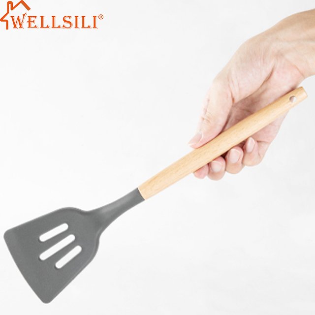 Hot Sale 11PCS Non-Stick Wooden Handle Easy Clean Kitchen Cookware Set wooden handle cooking silicone utensils
