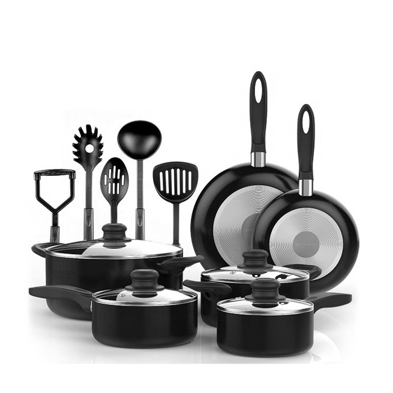 15pcs Aluminium Cookware Set Non Stick Cooking Pans FDA Standard Pots