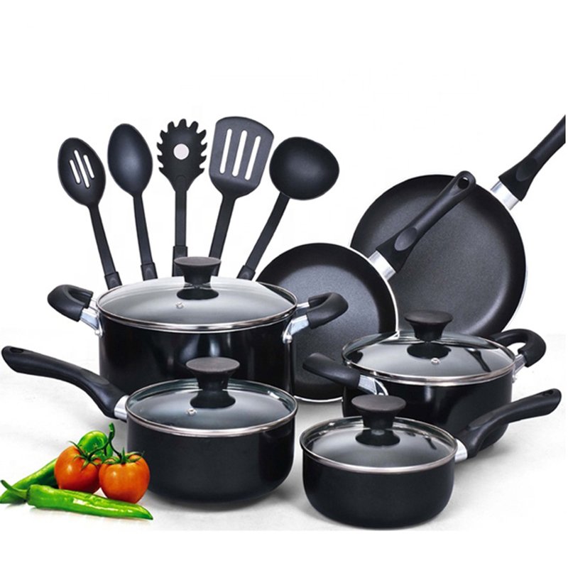 15pcs Aluminium Cookware Set Non Stick Cooking Pans FDA Standard Pots