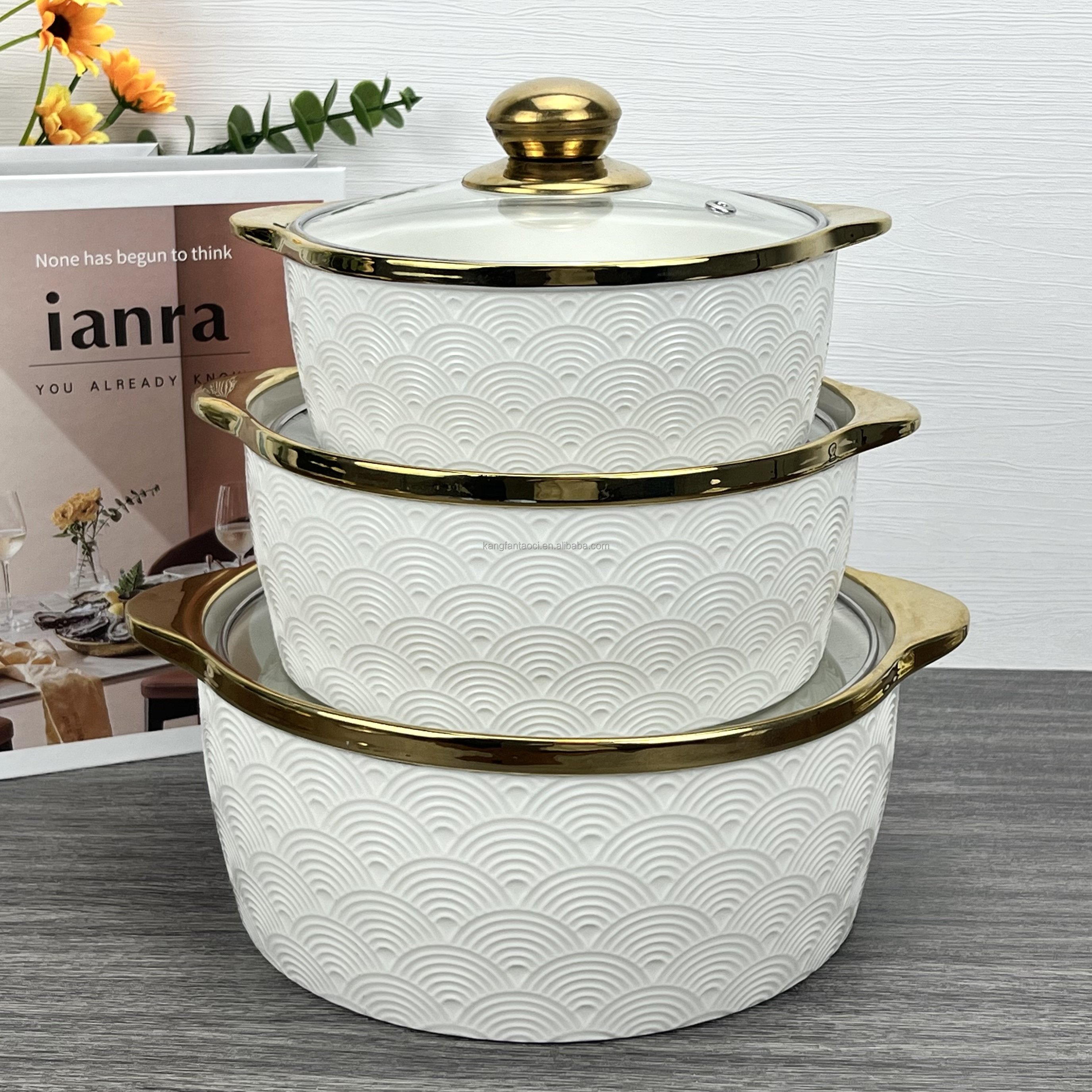 Casseroles Kitchen Pots Non Stick Cookware Sets and Bowl Dinnerware Plates Set Ceramic Soup Pot Cooking Pot Sets With Lid