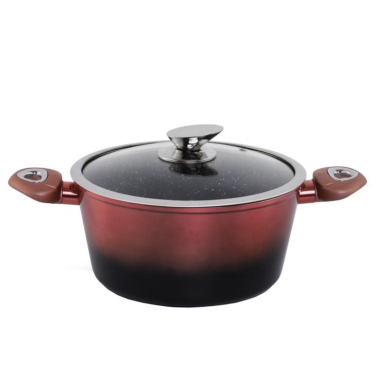 15pcs color change black marble coating cookware set