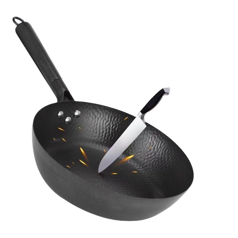 Cast Iron Home Cooking Cookware Set Includes Frying Pan and Wok Pan