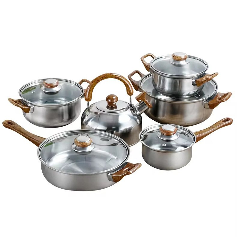 12pcs Cooking Pot Kitchenware Stainless Steel Casserole Nonstick Cookware Set Cooking Pot And Pans Kitchen Utensils Sets