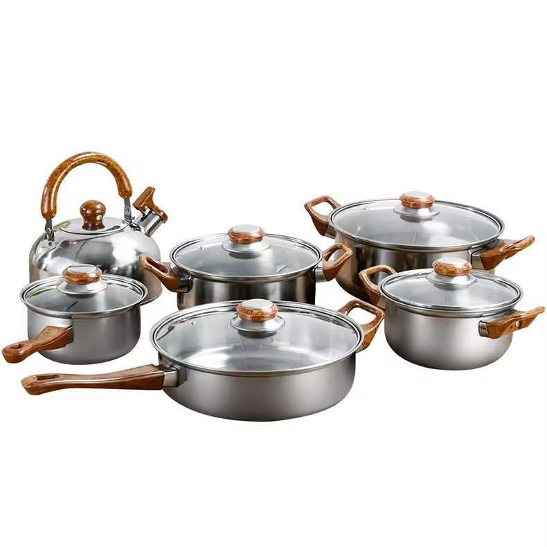 12pcs Cooking Pot Kitchenware Stainless Steel Casserole Nonstick Cookware Set Cooking Pot And Pans Kitchen Utensils Sets