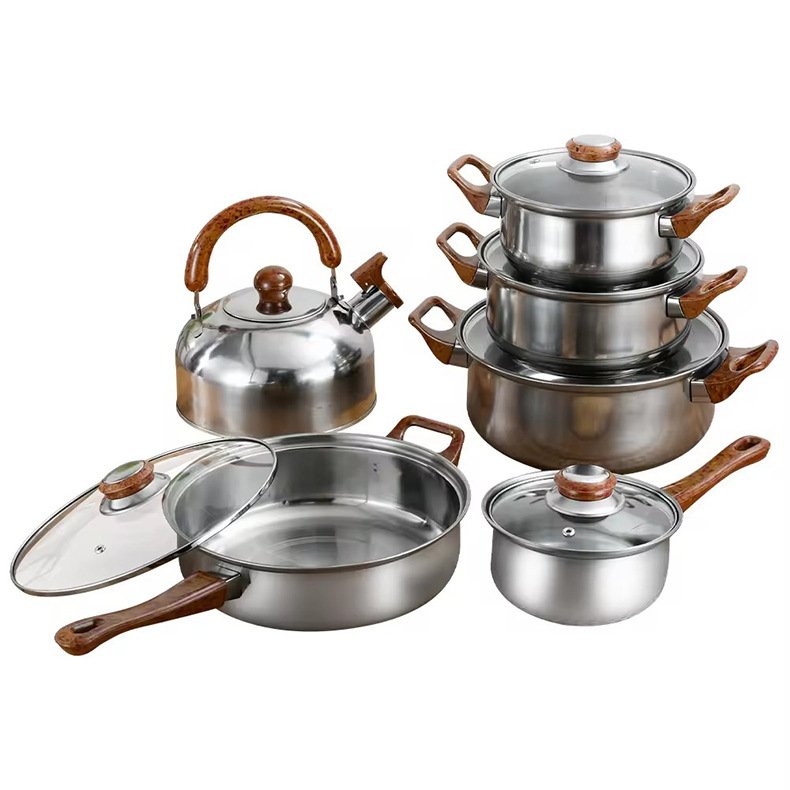 12pcs Cooking Pot Kitchenware Stainless Steel Casserole Nonstick Cookware Set Cooking Pot And Pans Kitchen Utensils Sets