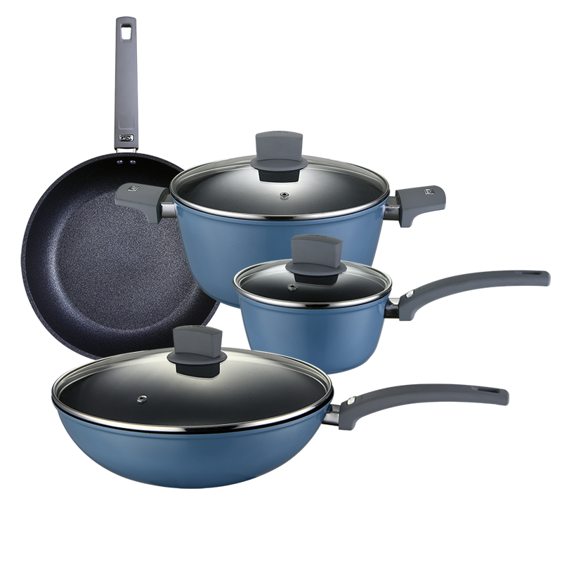 Kitchen Cookware Sets Non Stick Forged Aluminium Oval Shape Pan Panela Antiaderente Marble Coating Cookware