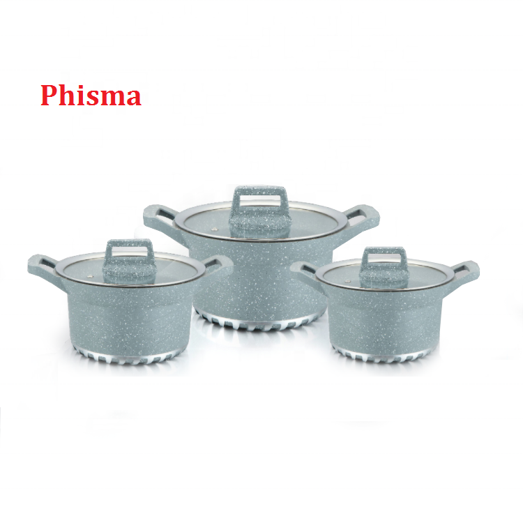 Hot selling Cast Aluminum Cookware Sets Kitchen Pot Cooking Pot Set Marble Non-Stick Coating
