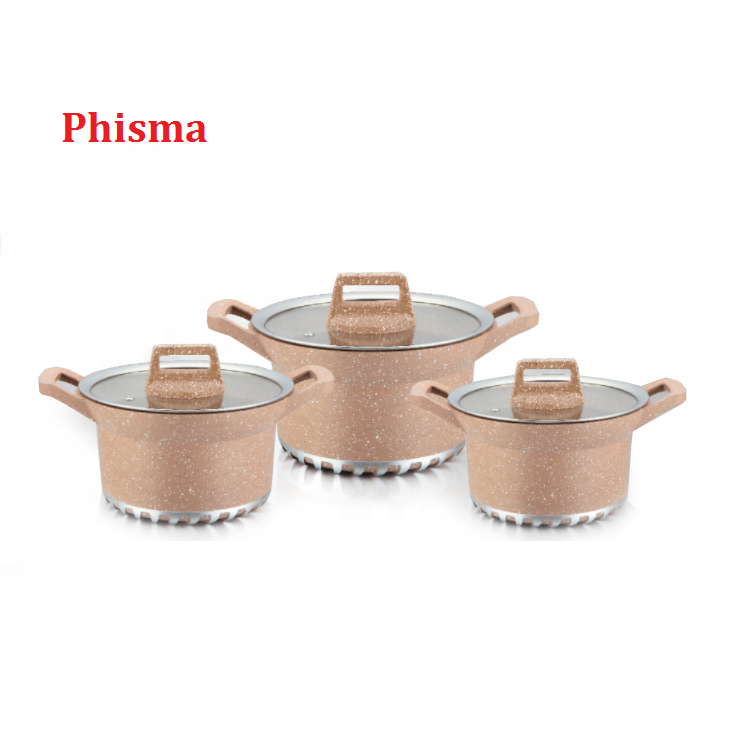Hot selling Cast Aluminum Cookware Sets Kitchen Pot Cooking Pot Set Marble Non-Stick Coating