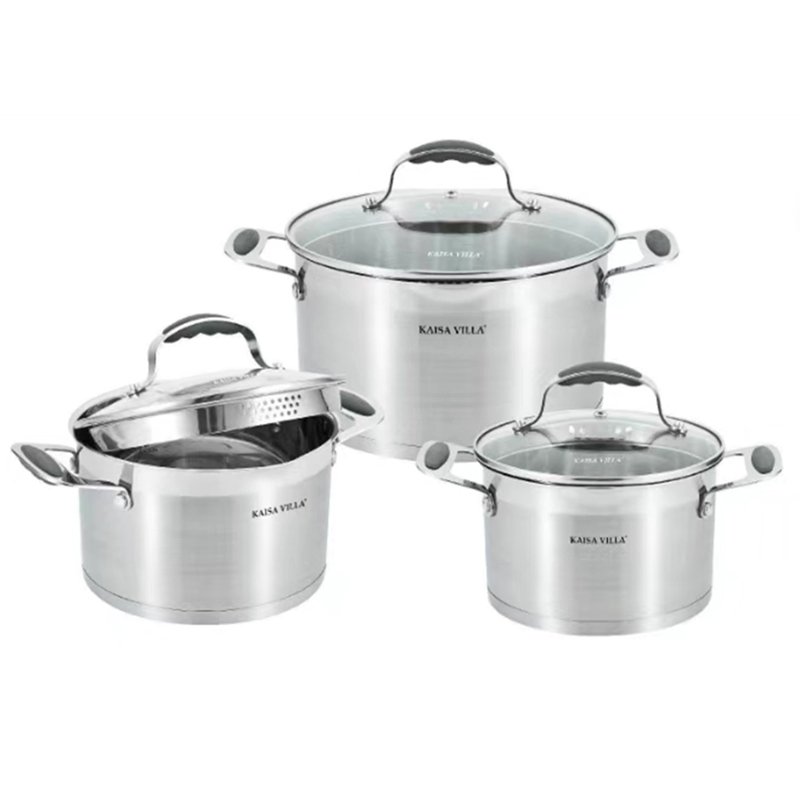 KAISA VILLA KV-30408 18/10 304 Stainless Steel Soup & Stock Pots with Lid Nonstick Kitchen Pots & Pans Cookware Sets