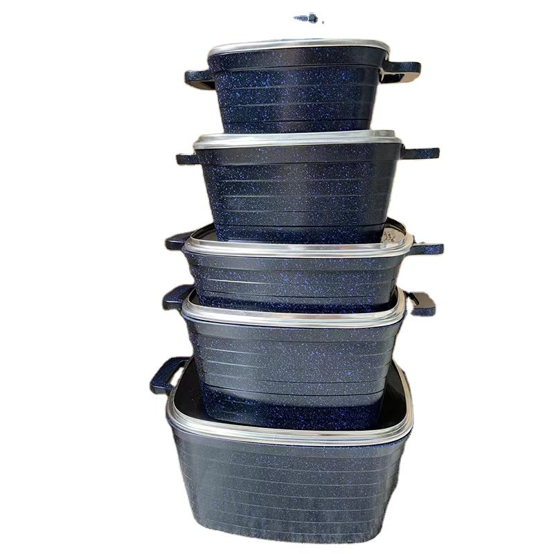 Household Dessini Kitchen Cooking Pot Casseroles 10pcs square Kitchen Cookware Set