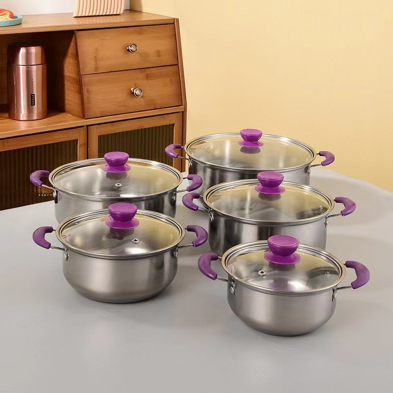 Stocked Stainless Steel Soup Pot Cookware 10pcs Cookware Set Wholesale