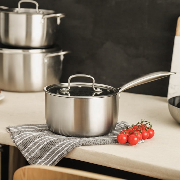 OEM/ODM Modern Kitchen 3-ply Stainless Steel Casserole Sets of Pan Cooking Pots And Pans Non Stick Cookware Set