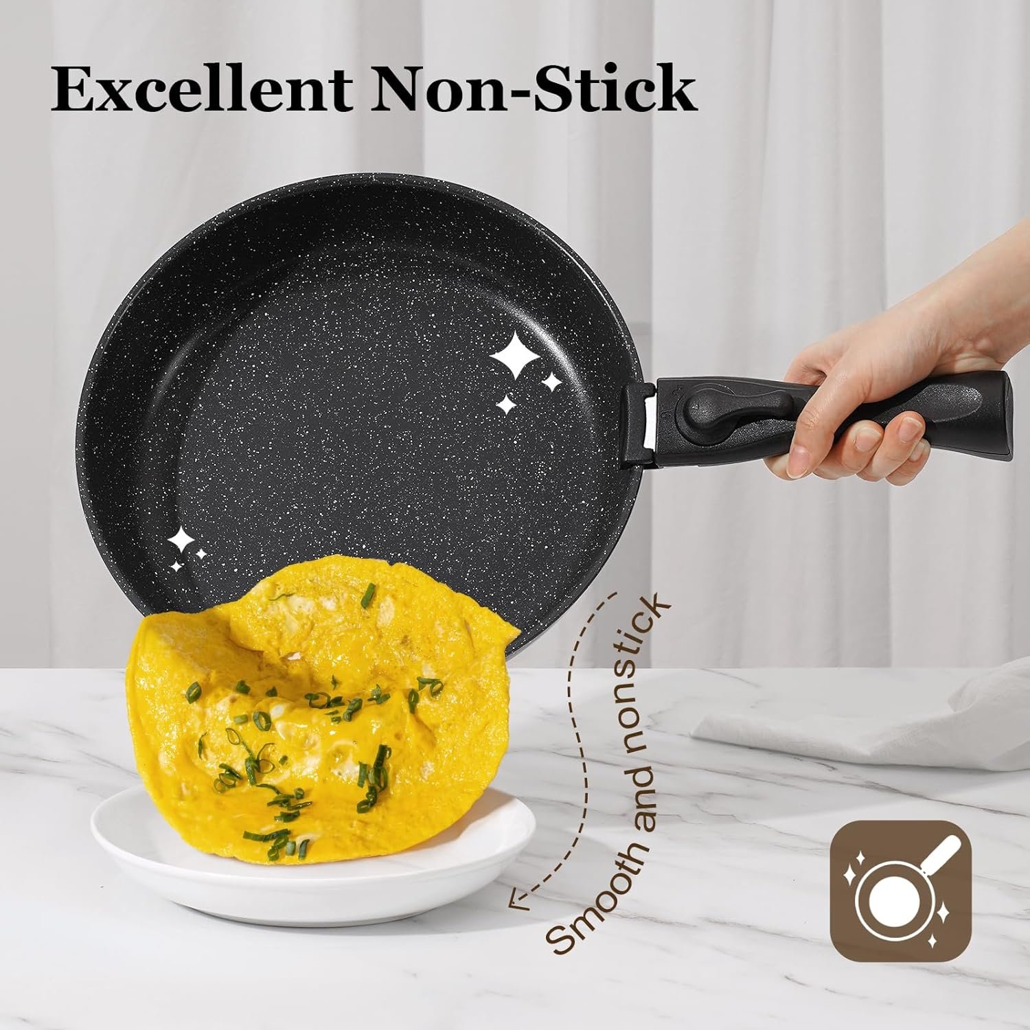 Custom OEM ODM Iron Aluminized Steel Sheet Kitchen Cookware Detachable Handle Non Stick Cookware Set