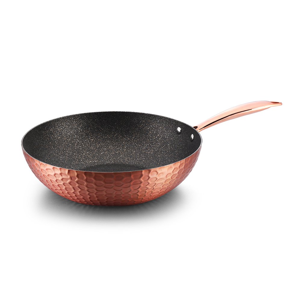 Aluminum hammered effect non stick cookware set