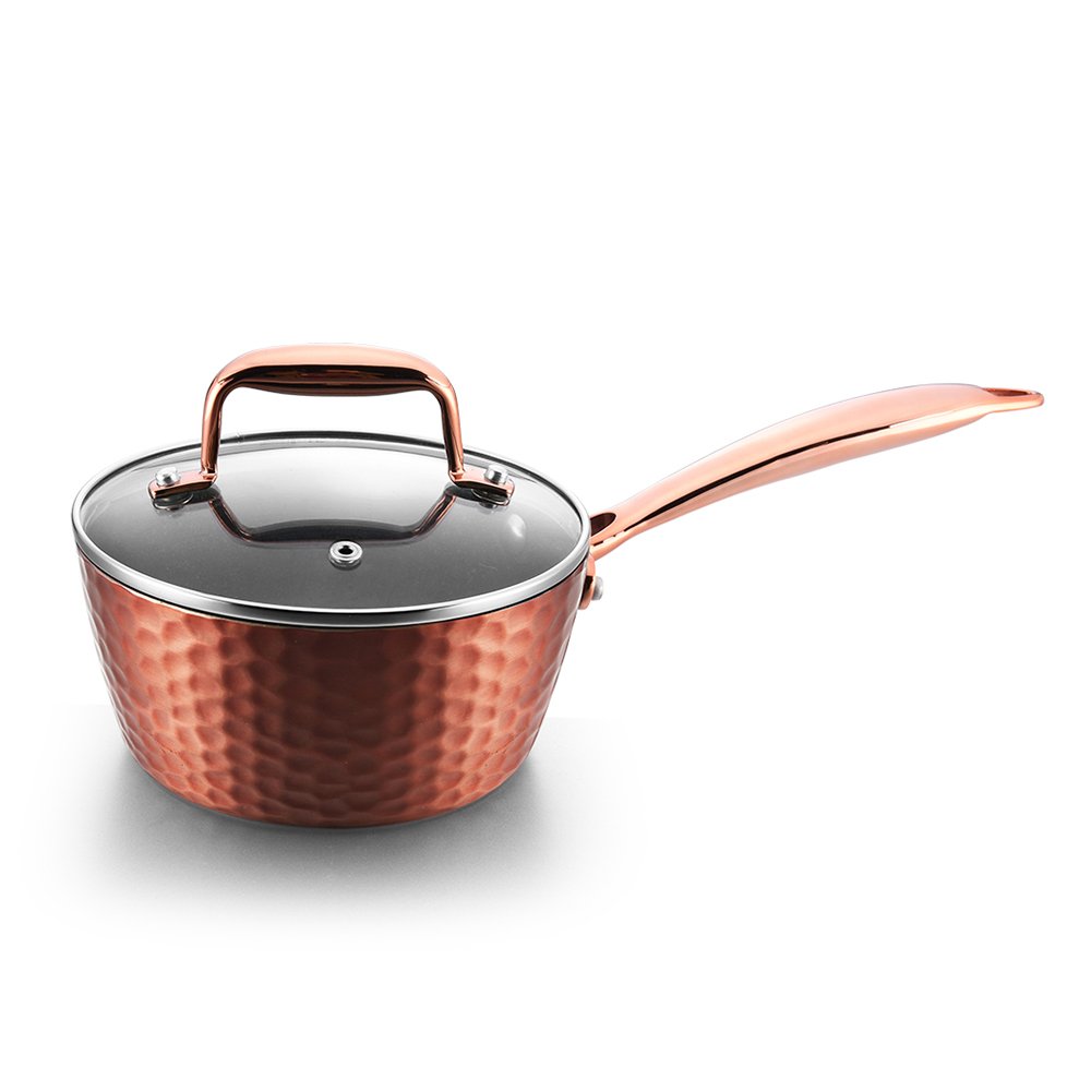 Aluminum hammered effect non stick cookware set