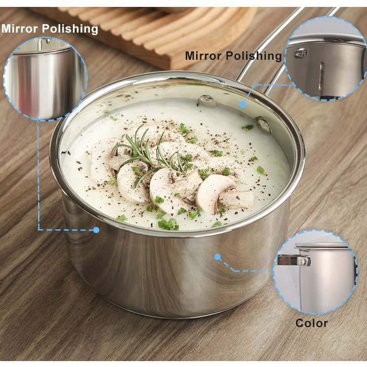 Kitchen Gas Rounded Bottom Cooking Pot Set Soup Pot Stainless Steel Non-Stick Cookware Set