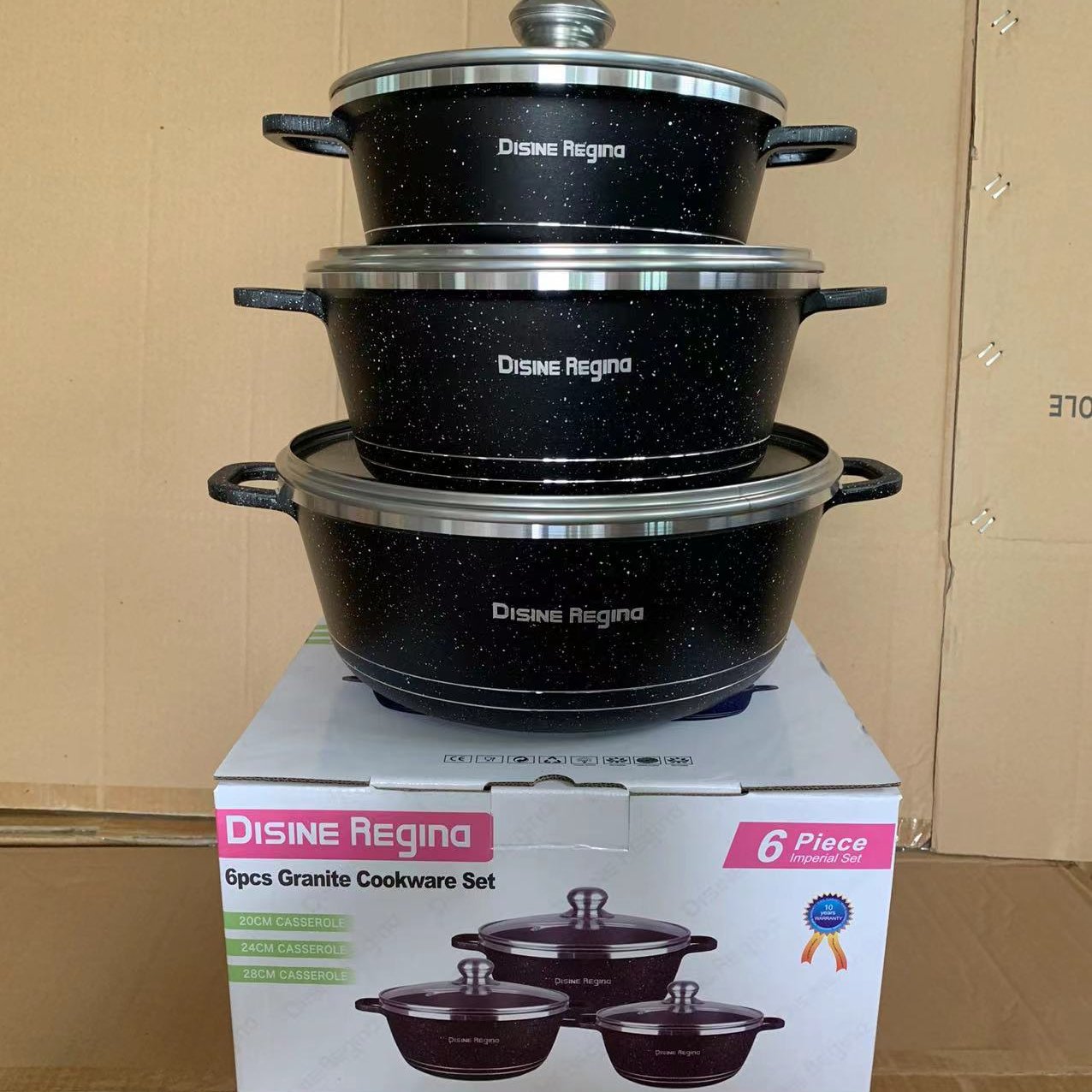 6pc granite cookware set 20cm 24cm 28cm Pot Sets German Quality Ceramic Induction Kitchenware 6pieces Cookware Set Pots