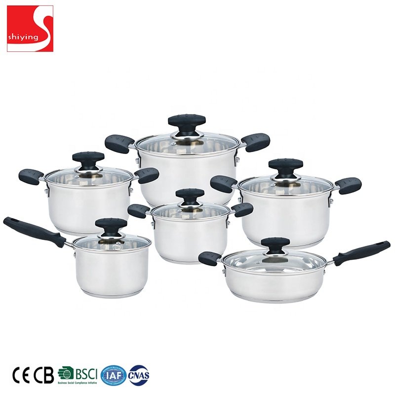 Luxury hot sale induction bottom stainless steel pot and pan cookware set