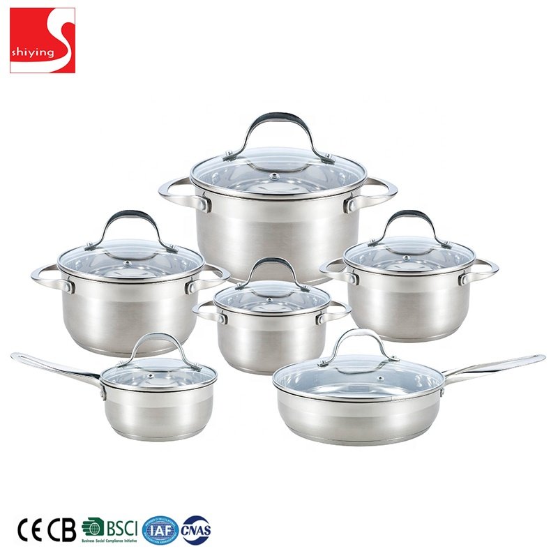 Luxury hot sale induction bottom stainless steel pot and pan cookware set