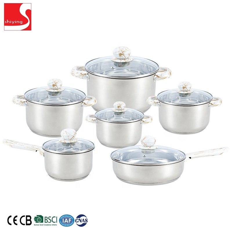 Luxury hot sale induction bottom stainless steel pot and pan cookware set