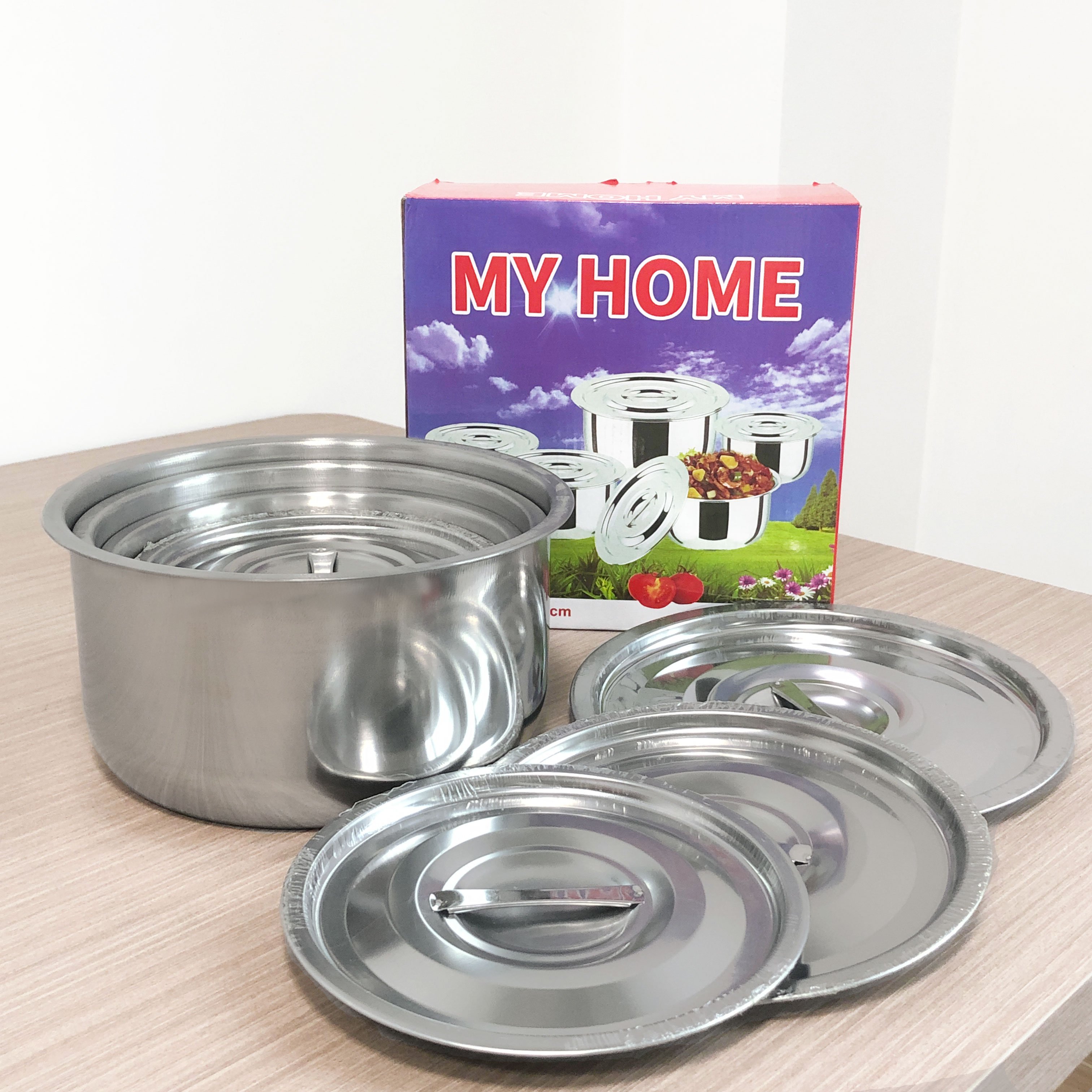 Wholesale 5 PCS Stainless Steel Pot Cookware Set Kitchen Utensils Bowl Cooking Pots Food Storage Container Soup Stock Pots