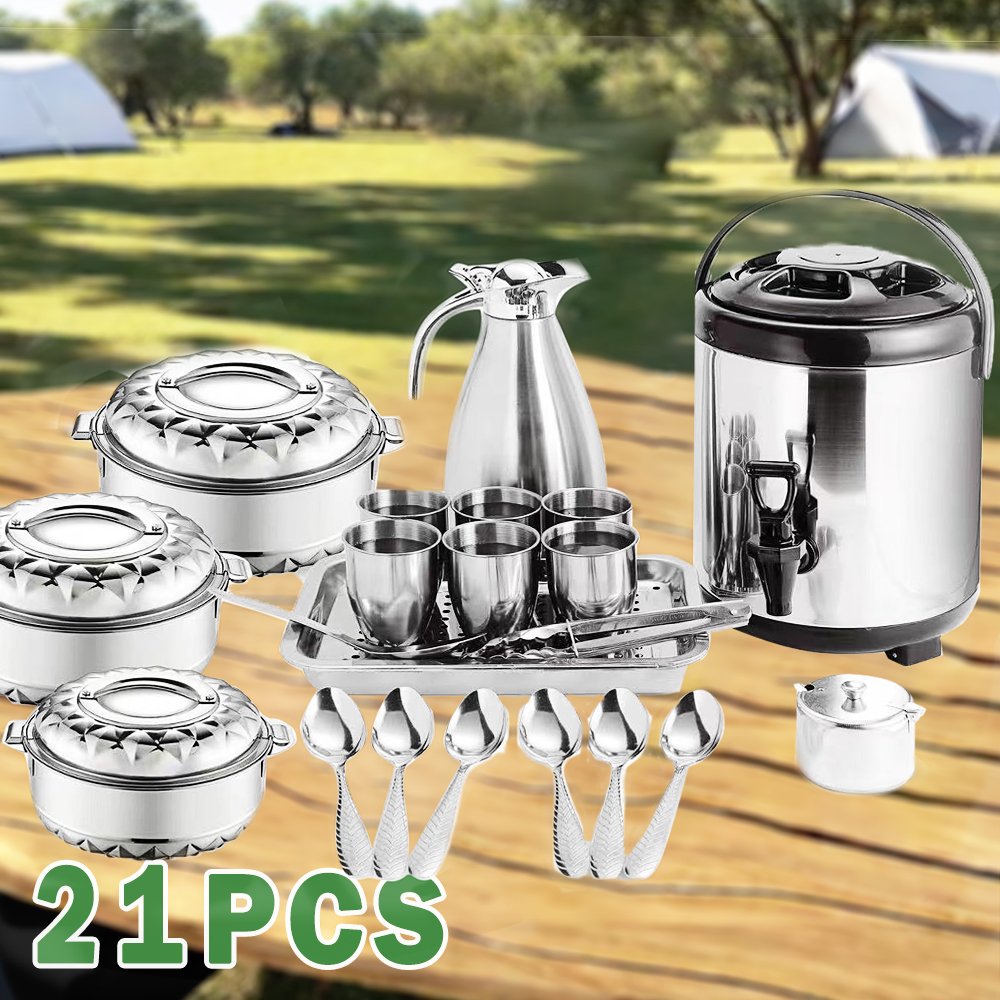 28 PCS Family Use Stainless Steel 410 Cookware Set 21pcs Kitchen Cooking Pot and Water Kettle Dinnerware Pots Cookware Sets