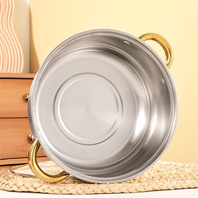 Golden Handle Stock Pot 10 Pieces Set 16-24cm Household Stainless Steel Pot Cookware Set