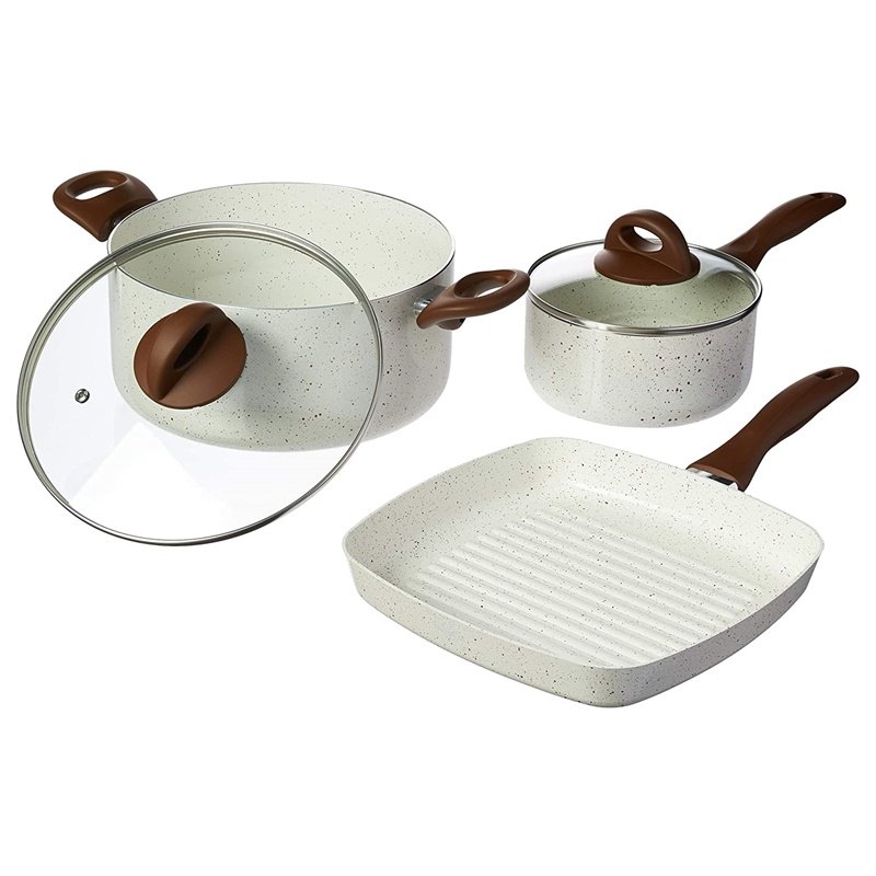 High quality Pressed aluminum non stick ceramic casserole fry pan non stick cookware sets