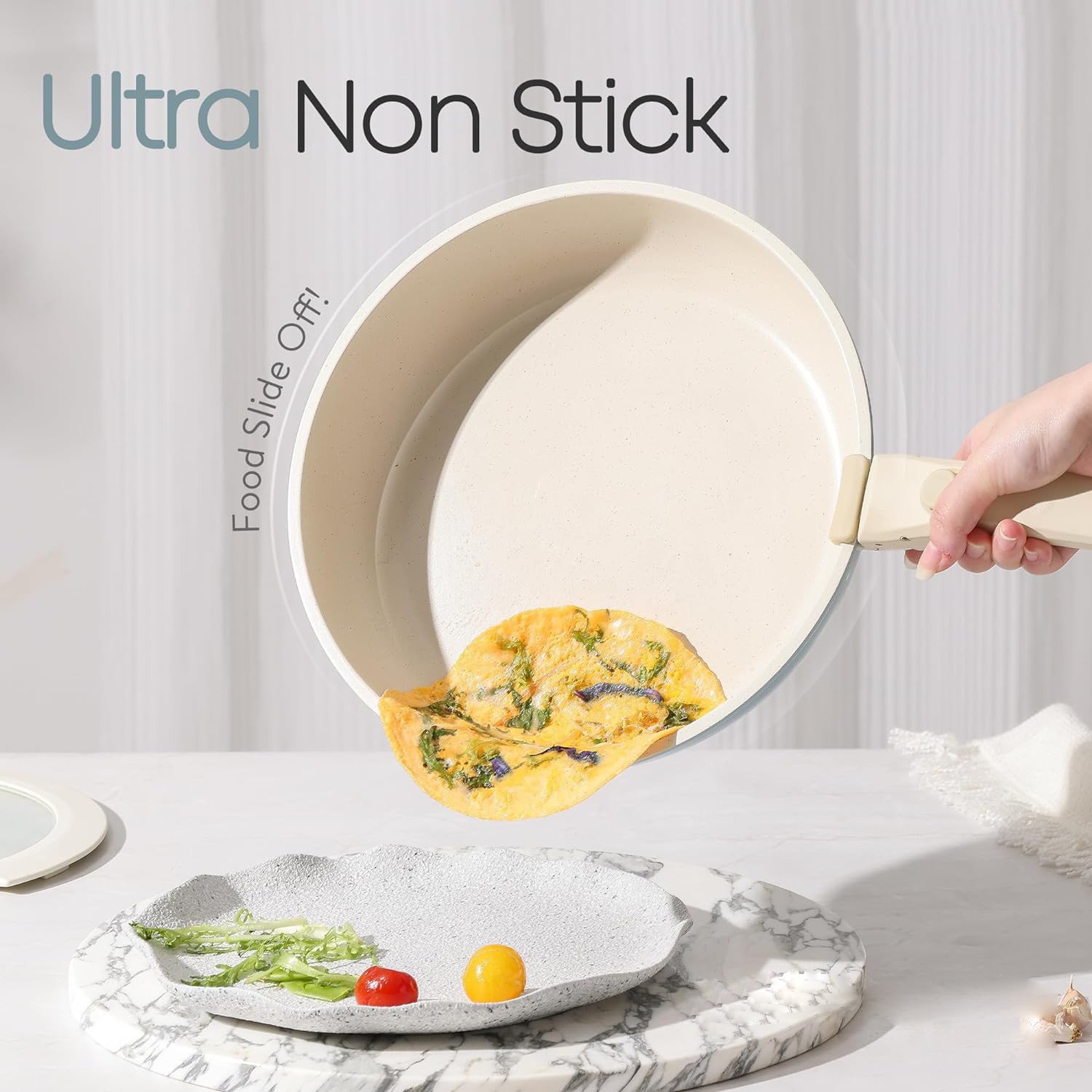 11pcs Kitchen Nonstick Cookware Detachable/Removable Handle Induction Aluminium Ceramic Pots and Pans Set Oven Safe
