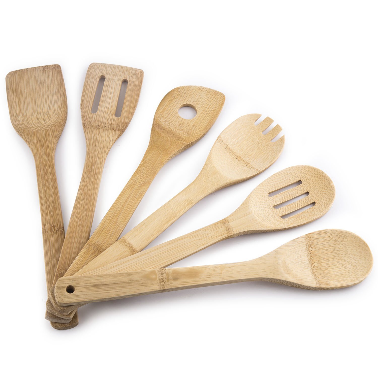 6 Piece Set Bamboo Cooking Utensils Dinner Tools Bamboo Cooking Spoon Set Housewarming Gifts Kitchen Bamboo Carton Natural 6 Pcs